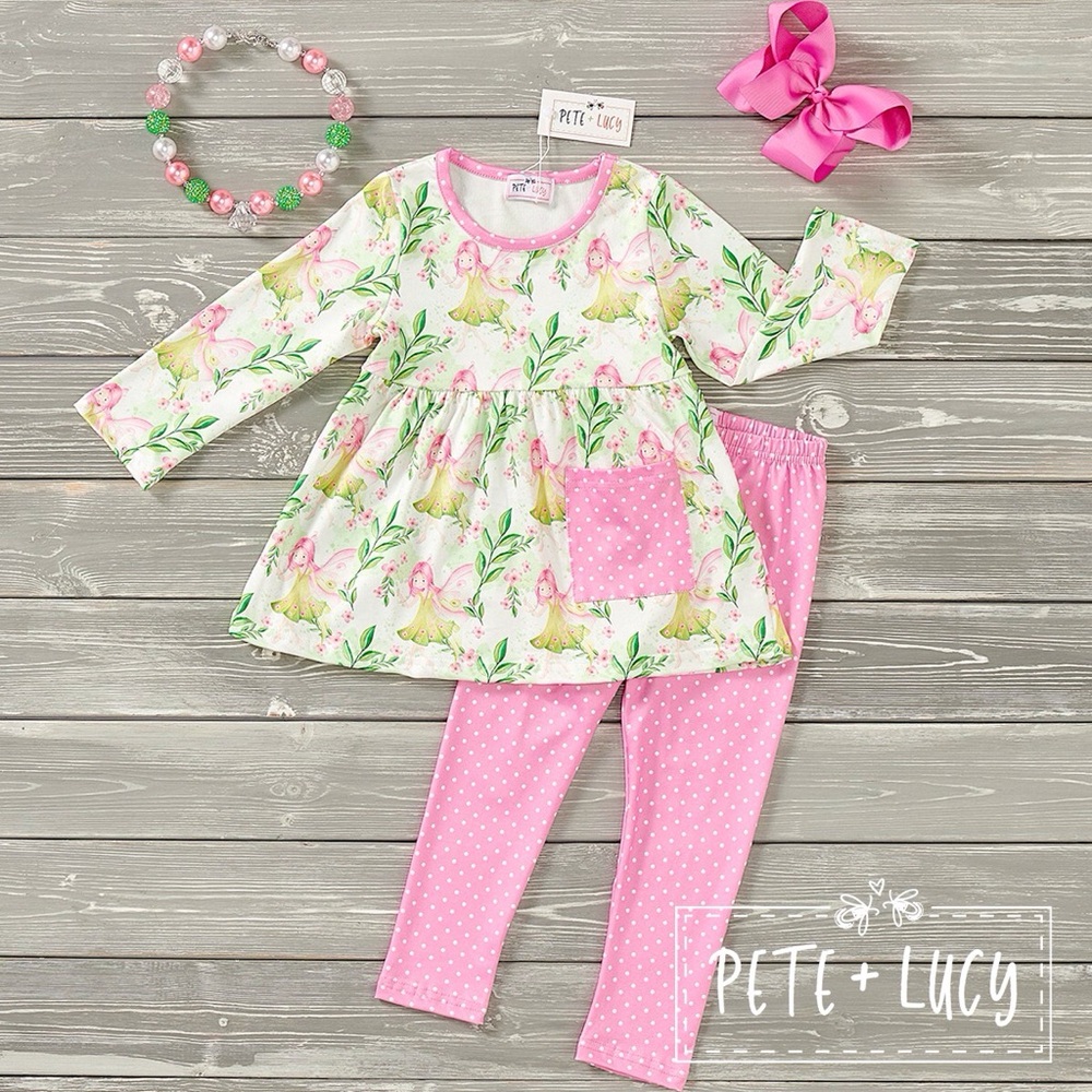 Pink and Green Kids magic forest Fairy set